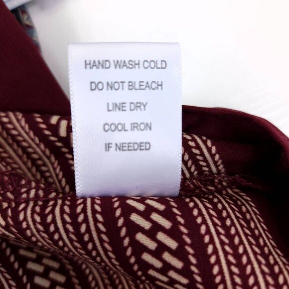 Bobeau Burgundy Tan Boat Neck Peasant Top M - Picture 8 of 8